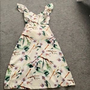 XS pale yellow floral midi J.O.A. dress
